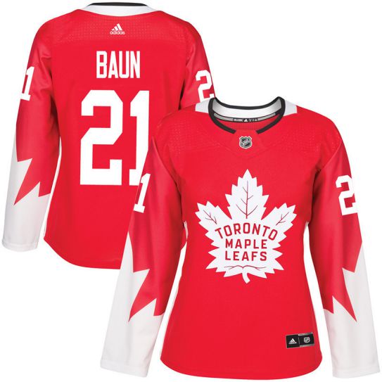 2017 NHL Toronto Maple Leafs women #21 Bobby Baun red jersey